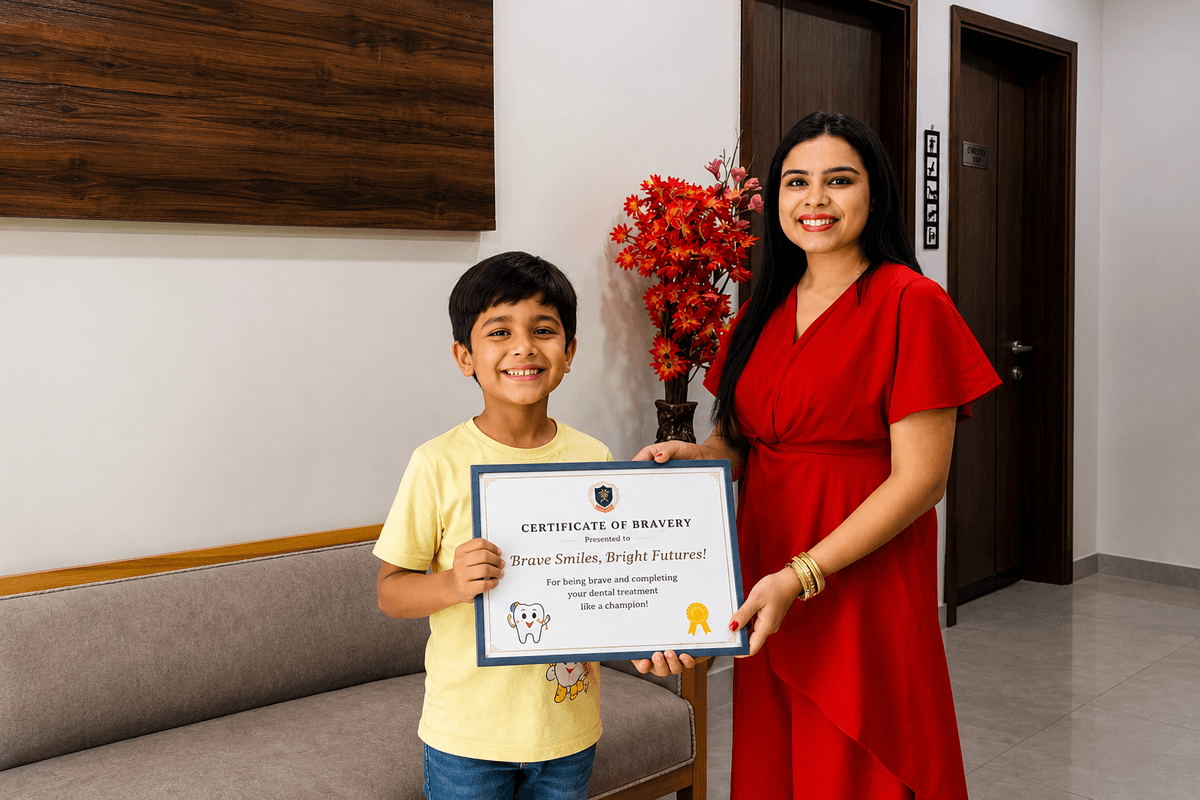 Child after a comfortable pediatric dental visit